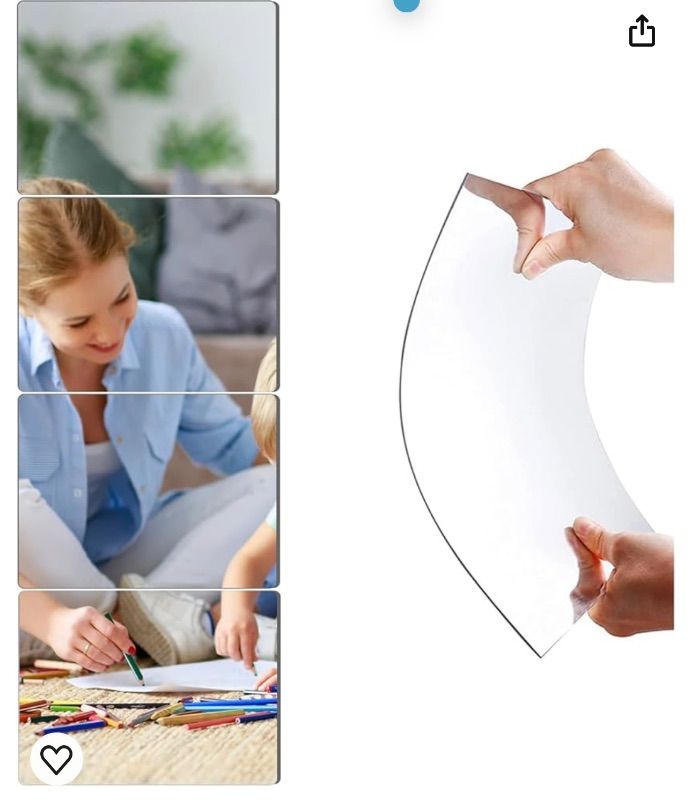 Photo 1 of 4PCS Acrylic Mirror Full Length, 12x16 Inch Unbreakable Flexible Self Adhesive Mirror Sheet, Shatterproof Wall Mirror for Locker, Office, Gym, Closet, Bedroom, Bathroom