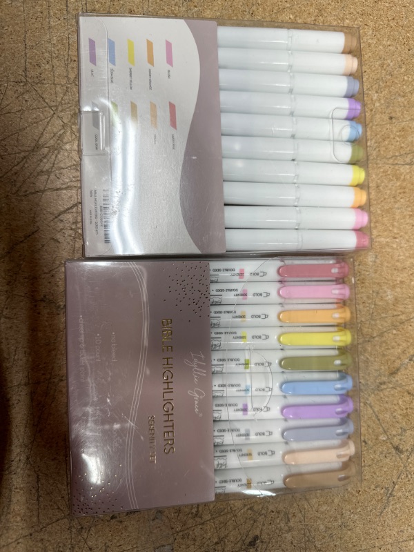 Photo 2 of Idyllic Grace Bible Highlighters & Pens (Pack of 10) - Double Ended, Quick Drying & No Bleed Bible Markers - Chisel Tip & Bullet Tip - Muted Pastels Colors - Bible Study Journaling School Supplies