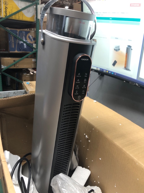 Photo 1 of 27" Space Heater for Large Room 500 sq ft, Hot&Cool Fan 1500W Ceramic Heater with humidifier for bedroom with Remote Child lock 1-12H Timer, Portable Heater Fan for Indoor Office Garage (Grey)