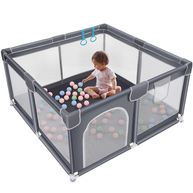 Photo 1 of Baby playpen,  Baby Playard with Gate, Indoor & Outdoor Kids Activity Center, Sturdy Safety Play Yard, Babys Fence Play Area
