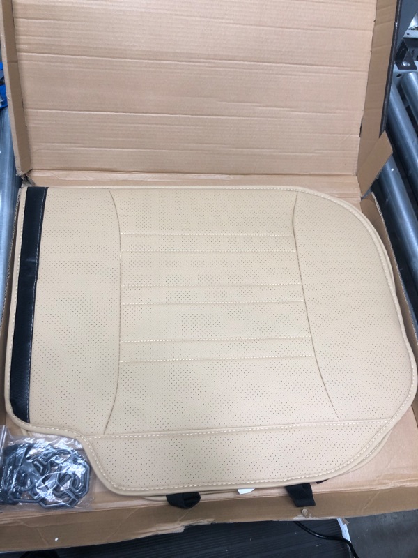 Photo 1 of Motor Trend Beige Faux Leather Rear Bench Car Seat Cover, Padded Bench Car Seat Protector, Premium Interior Cover with Storage Pockets, Back Seat Cover for Cars Trucks SUV Auto Rear Bench Seat Cover Tan Beige