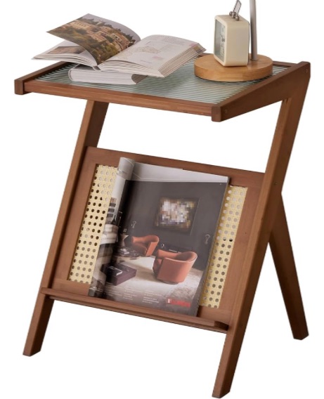 Photo 1 of GHWIE End Table, Small Side Table for Couch, Sofa Table?Glass Small Coffee End Tables with Magazine&Book Shelf?Night Stands for Bedroom, Living Room