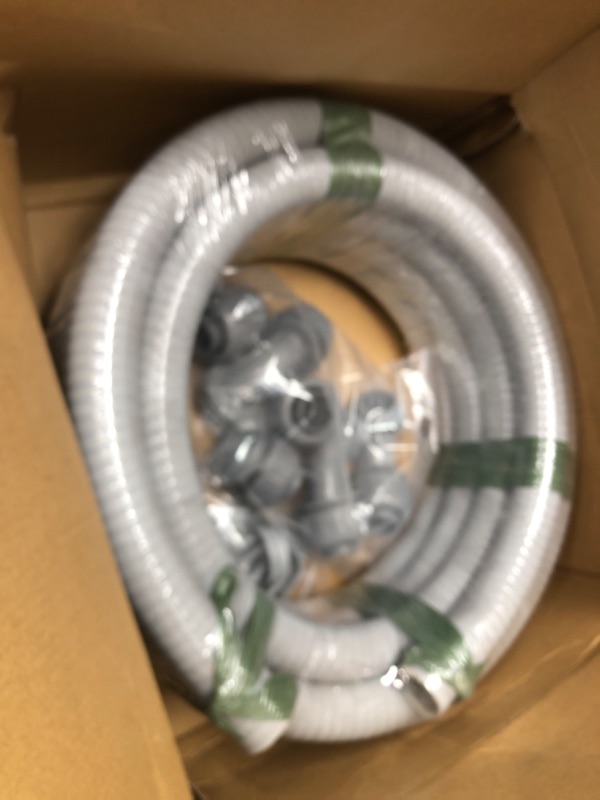 Photo 2 of (1 inch Dia * 25 Feet) Yariwiz Flexible Electrical Conduit Liquid Tight PVC Conduit Kit with 3 PCS Coupling, 3 PCS Elbow and 7 PCS Strap, Sealtight Seal Flex Liquidtight Wire Outdoor Non Metallic Grey 1 inch-25ft Kit