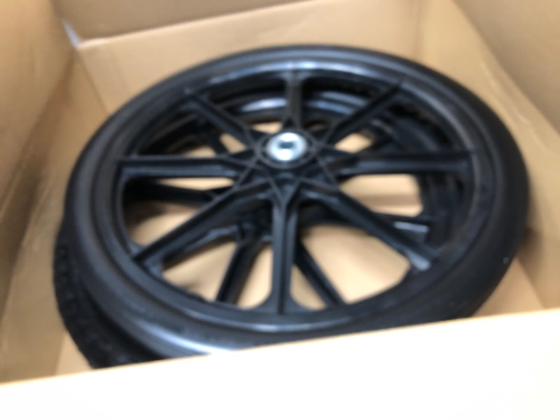 Photo 1 of GICOOL 20" Flat Free Tire and Wheel, with 3/4" & 5/8" Bearing, 2.45" Centered Hub, Replacement Wheel For Rubbermaid Wheelbarrow, Garden Yard Cart, 2 Pcs
