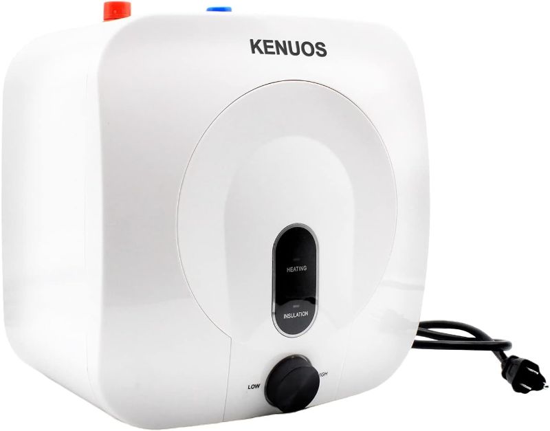 Photo 1 of KENUOS Mini Tank Electric Water Heater 2.5 Gallon Under Sink Instant Hot Water Heater 110V/120V 1.5KW White Small Compact Tank Storage,Pressure Release Value Rv Trailer Kitchen Cupboard Plug in