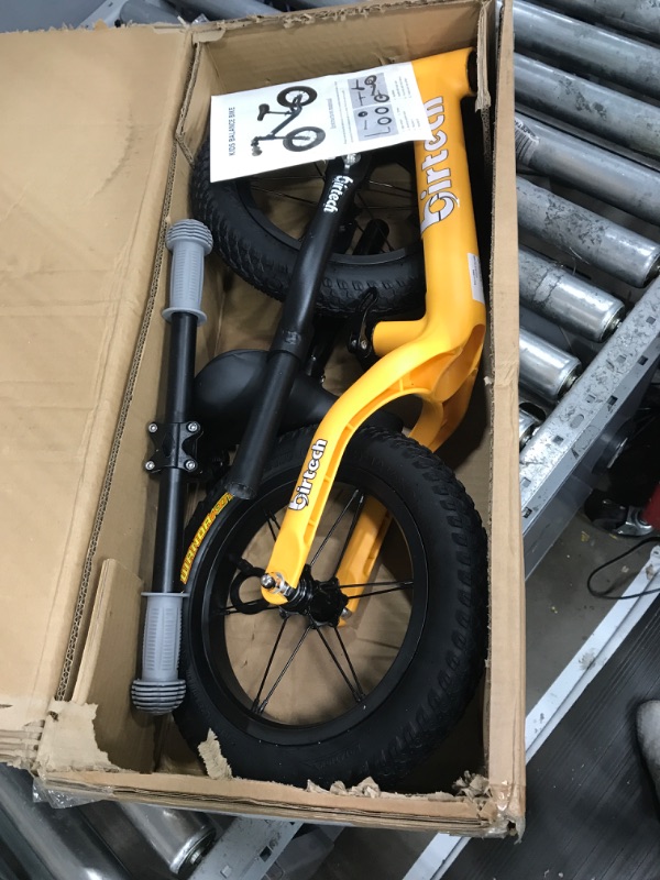 Photo 2 of 12" Balance Bike for 2, 3, 4, 5, 6 Year Old Boys and Girls, Lightweight Nylon Frame Toddler Training Bike No Pedal Bikes for Kids with Adjustable Seat and Air Tires Yellow