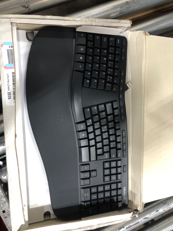 Photo 2 of Microsoft Ergonomic Desktop - Black - Wired, Comfortable, Ergonomic Keyboard and Mouse Combo, with Cushioned Wrist and Palm Support. Split Keyboard. Dedicated Office Key.