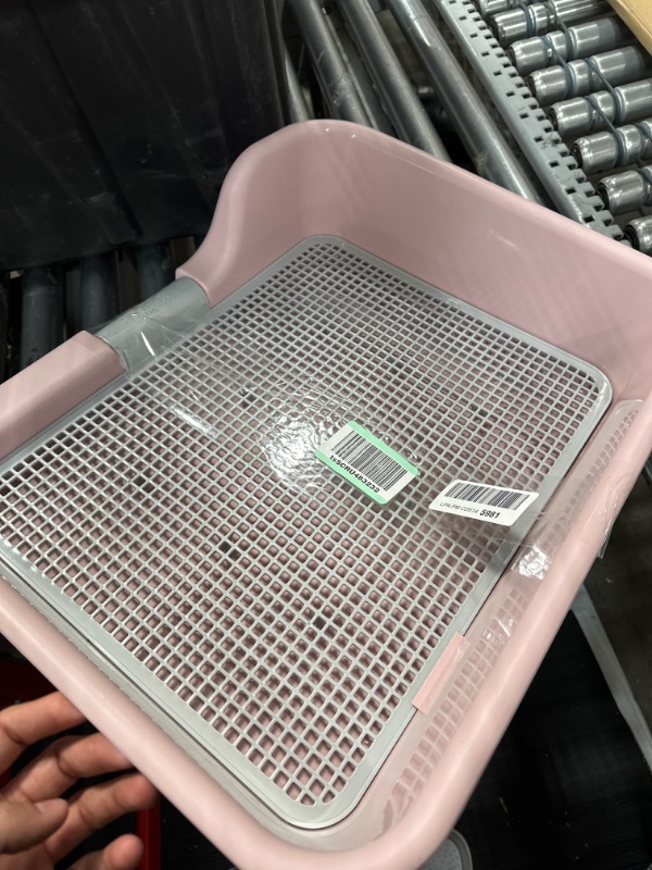 Photo 2 of [PS Korea] Indoor Dog Potty Tray – with Protection Wall Every Side for No Leak, Spill, Accident - Keep Paws Dry and Floors Clean (Pink)
