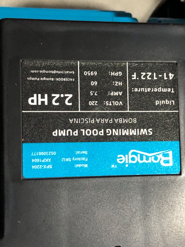 Photo 4 of ***USED - NO CONNECTOR - UNABLE TO TEST - MIGHT BE MISSING PARTS***
BOMGIE 2.2HP Inground Pool Pumps 6950GPH, Above Ground Pool Pump Single Speed with Strainer Basket