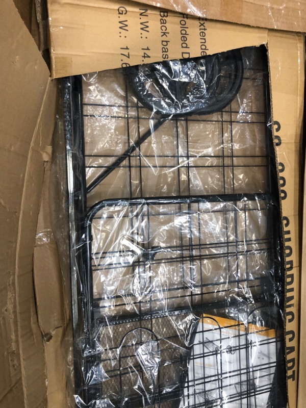 Photo 1 of **PARTS ONLY/SALE FINAL**
**NON-REFUNDABLE** // **SALE FINAL**  
Shopping Cart, 350 lbs Black Super Capacity Grocery Cart on Wheels Jumbo Double Basket Folding Shopping Cart with 360° Rolling Swivel Wheels Utility Shopping Carts for Groceries Luggage Laun
