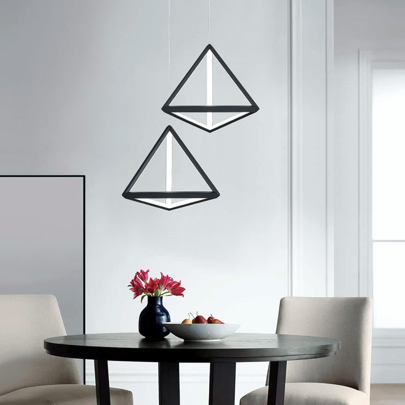 Photo 1 of 1pcs Leniure Modern Black Triangle LED Light Pendant Lamp Chandelier Lighting Fixture 8" Wide 8" Deep 8" High, Cool White 6500K, 1 Light