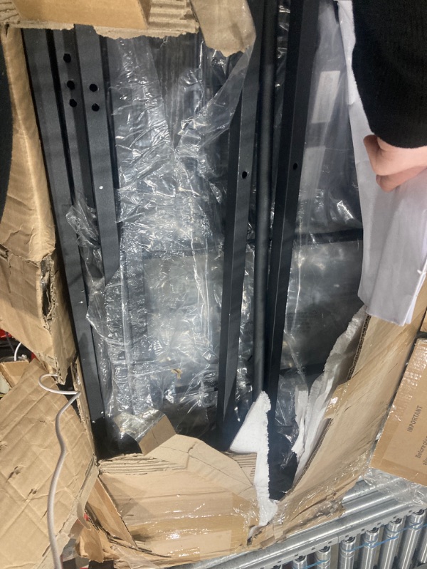 Photo 1 of Kalrin Large Bakers Rack with Power Outlets, 15 Hooks Coffee Bar with 3 Wire Basket, Microwave Stand Kitchen Storage Shelf for Spices, Cups, Pots, 38.8 x 16.3 x 62.2 Inches, Gray Oak Gray Oak 16.3"D x 38.8"W x 62.2"H