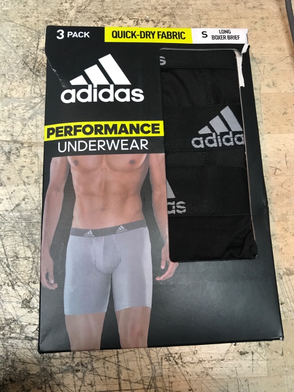 Photo 1 of adidas Men's Performance Long Boxer Brief Underwear (3-Pack) Small Black/Light Onix Grey