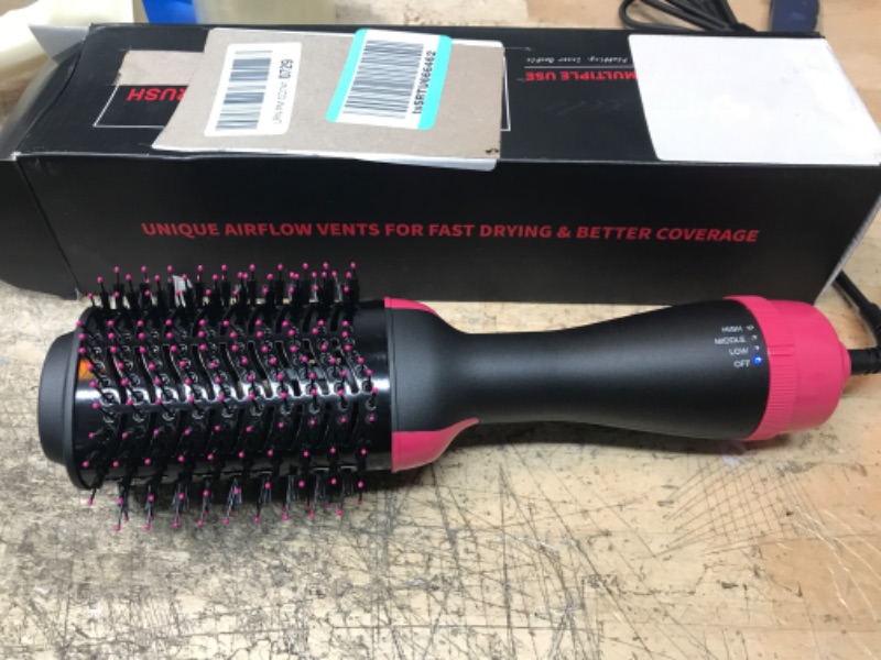 Photo 2 of Hair Dryer Brush Blow Dryer Brush in One - 4 in 1 Hair Dryer and Styler Volumizer with Negative Ion Anti-frizz Blowout Hot Air Brush for Drying Straightening Curling Salon 1.0 Red-black