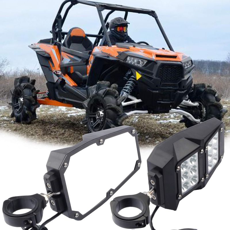 Photo 1 of Dasbecan UTV Side Rear View Mirrors With LED Lamp Compatible With Polaris Ranger RZR Can-Am Maverick Yamaha Rhino Arctic Cat Almost All UTV With A 1.75" - 2" Diameter Round Tube Roll Cages