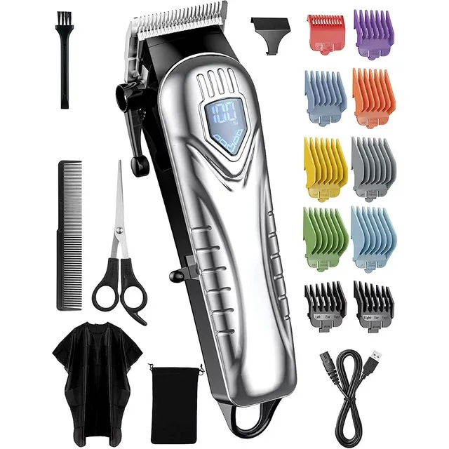 Photo 1 of Mpow Cordless Hair Clippers for Men w/Battery Display, 5H Professional Hair Cutting Kit with 10 Combs, Rechargeable Barber Clippers Beard/Hair Trimmer with Scissors, Cape for Men Women Kids
