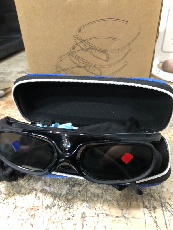Photo 3 of DLP 3D Glasses, 144Hz Rechargeable 3D Active Shutter Glasses for All DLP-Link 3D Projectors, Can't Used for TVs, Compatible with BenQ, Optoma, Dell, Acer, Viewsonic DLP Projector (Black - 2Pack)