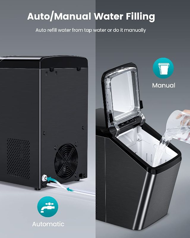 Photo 7 of (READ FULL POST) Nugget Ice Maker Countertop, Pebble Ice Maker, 30lbs Per Day, Self-Cleaning & Auto/Manual Water Refill Pellet Ice Maker, Ice Machine with Ice Scoop and Removable Ice Basket for Home/Office/Party Black