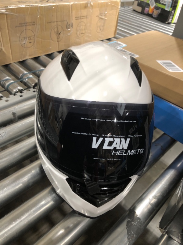 Photo 3 of VCAN VX Lightweight Full Face Motorcycle Street Bike Helmet with Extra Tinted Visor, Coolmax Technology & OTG Ready, DOT & ECE 22.05 Approved White Medium