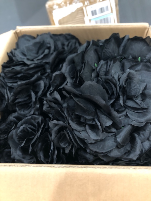 Photo 2 of 10 Inch Artificial Romantic Rose Flower Ball for Home Outdoor Wedding Party Centerpieces Decorations 5 Pack, Black Black 5