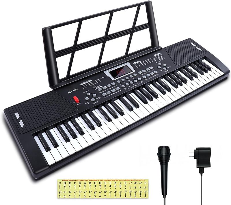 Photo 1 of 61 Key Keyboard Piano, Electric Piano Music Keyboard with Teaching Mode, Microphone, Sheet Music Stand and Power Supply, portable keyboard piano for Beginners