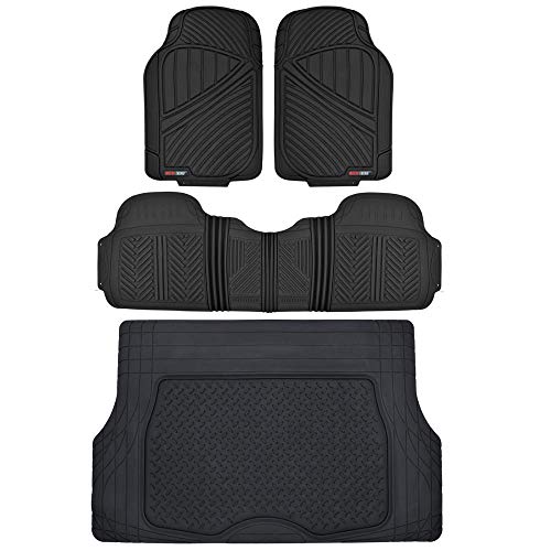 Photo 1 of Motor Trend FlexTough Performance All Weather Rubber Car Floor Mats with Cargo Liner (Black) & 923-BK Black FlexTough Contour Liners-Deep Dish Heavy Duty Rubber Floor Mats for Car SUV Truck & Van