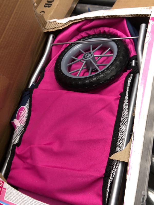Photo 1 of Bayer Design Dolls: Trendy Pram - Blue, Hot Pink, Butterfly - Includes Shoulder Bag, Fits Dolls Up to 18", Adjustable Handle, Kids Pretend Play, Shopping Basket, Easy to Fold, Ages 3+
