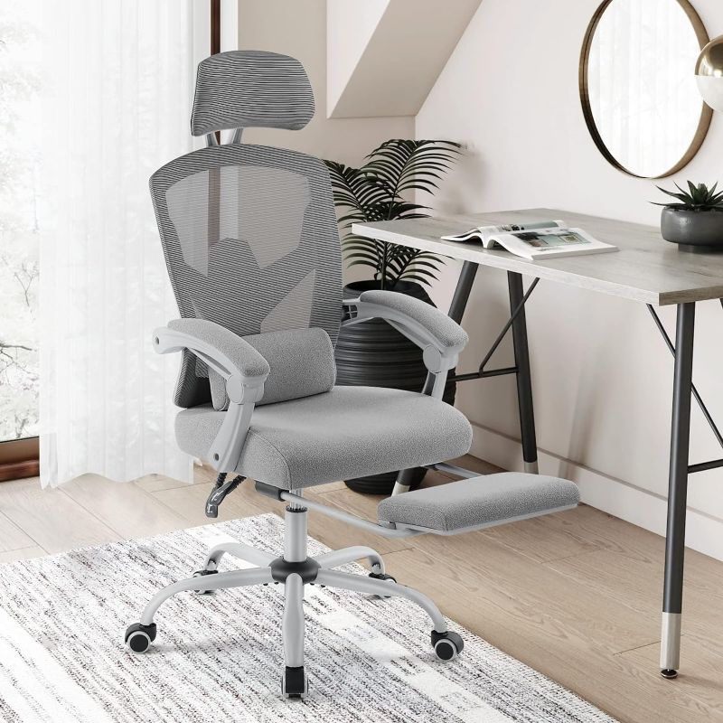 Photo 1 of Ergonomic Office Chair- Home Office Desk Chairs with Foot Rest, Adjustable High Back Computer Drafting Chair with Wheels
