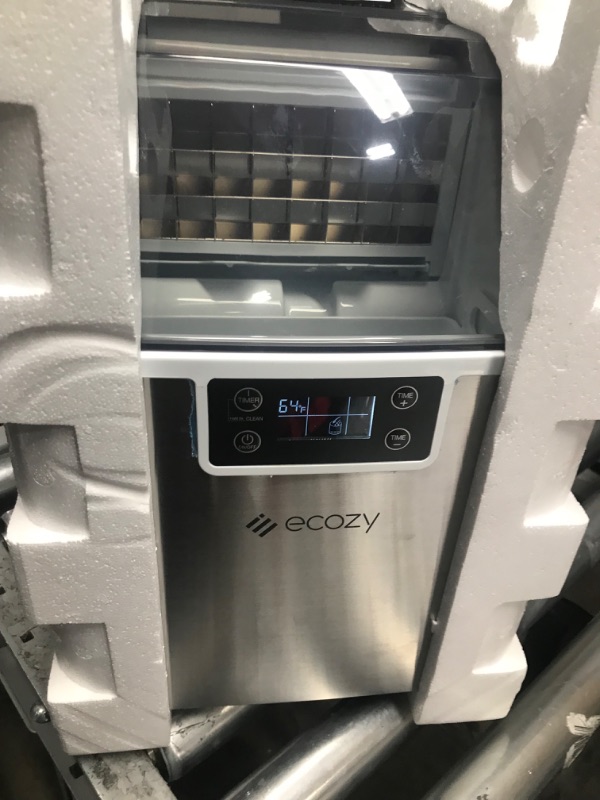 Photo 2 of ecozy Countertop Ice Makers, 45lbs Per Day, 24 Cubes Ready in 13 Mins, Stainless Steel Housing, Auto Self-Cleaning Ice Maker with Ice Bags and Ice Scoop for Kitchen Office Bar Party
