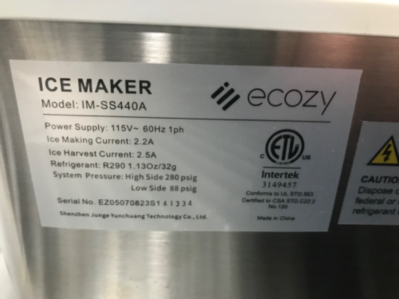 Photo 5 of ecozy Countertop Ice Makers, 45lbs Per Day, 24 Cubes Ready in 13 Mins, Stainless Steel Housing, Auto Self-Cleaning Ice Maker with Ice Bags and Ice Scoop for Kitchen Office Bar Party
