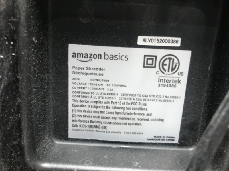 Photo 5 of Amazon Basics 150 Sheet Autofeed Micro Cut Paper Shredder, Black
