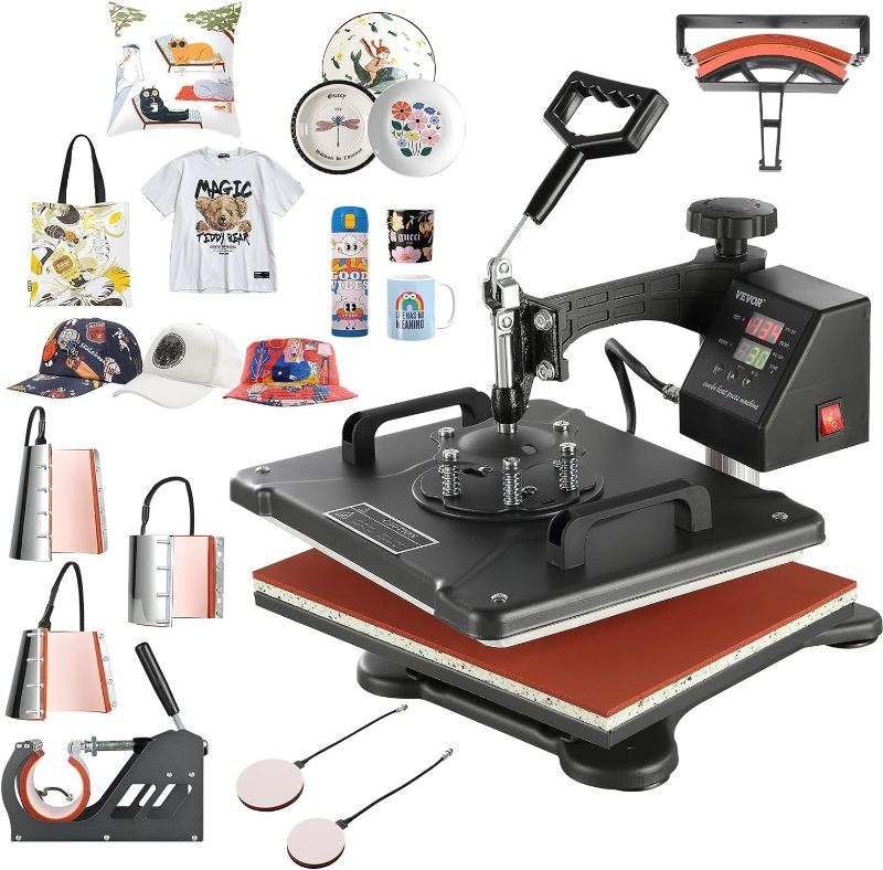 Photo 1 of **SEE NOTES/FOR PARTS**
VEVOR 8 in 1 Heat Press Machine Combo, 360° Swing Away Tshirt Press Machine for Printing Hat Mug T Shirts Cap, 12x10 Digital Multifunctional Sublimation Heat Transfer Machine
