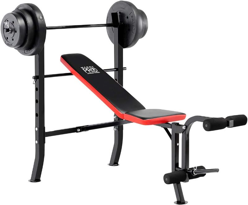 Photo 1 of ***Parts Only***Marcy Pro Standard Weight Bench with 100 lbs Vinyl-Coated Weight Set PM-2084, Flat
