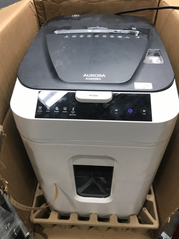 Photo 2 of Aurora Commercial Grade 200-Sheet Auto Feed High Security Micro-Cut Paper Shredder/ 60 Minutes/ Security Level P-5 & SL16 Professional Grade Synthetic Shredder Oil, 16 Oz Flip-Top Leak Proof Bottle 200-Sheet AutoFeed MicroCut MicroCut + Shredder Oil