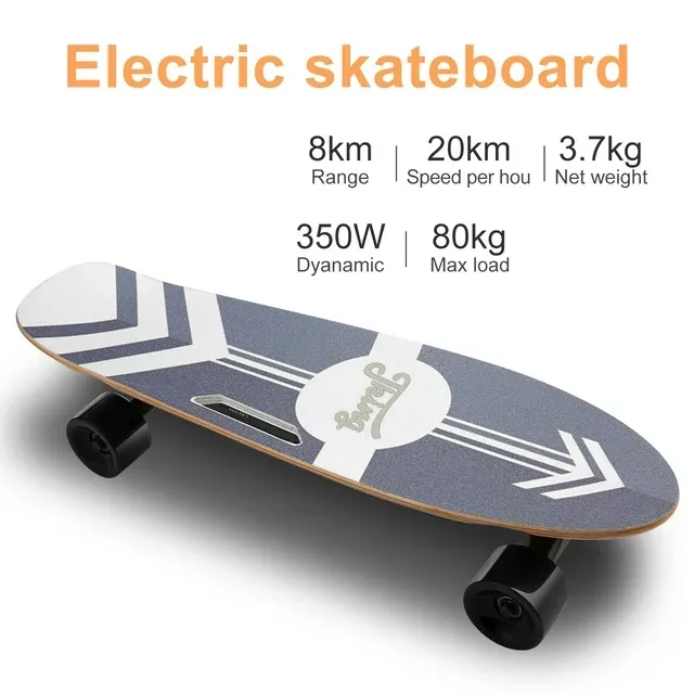 Photo 1 of DEVO Electric Skateboard, 350W Electric Skateboard with Wireless Remote Control for Adult Teens, 12.4MPH Top Speed, 8 Miles Max Range, 3-Speed Adjustment, Load up to 220lbs, Black
