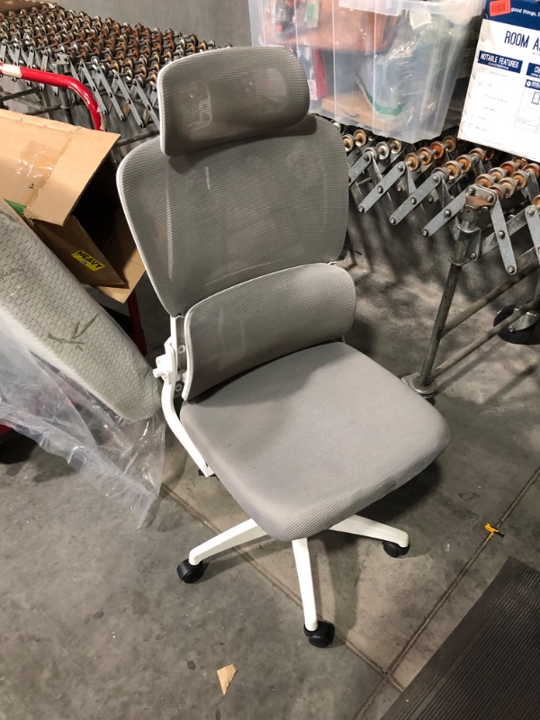 Photo 2 of ***USED - MISSING ARMS - NO PACKAGING - SEE PICTURES***
Ergonomic Office Chair Adjustable High Back Mesh Lumbar Support, White/Grey