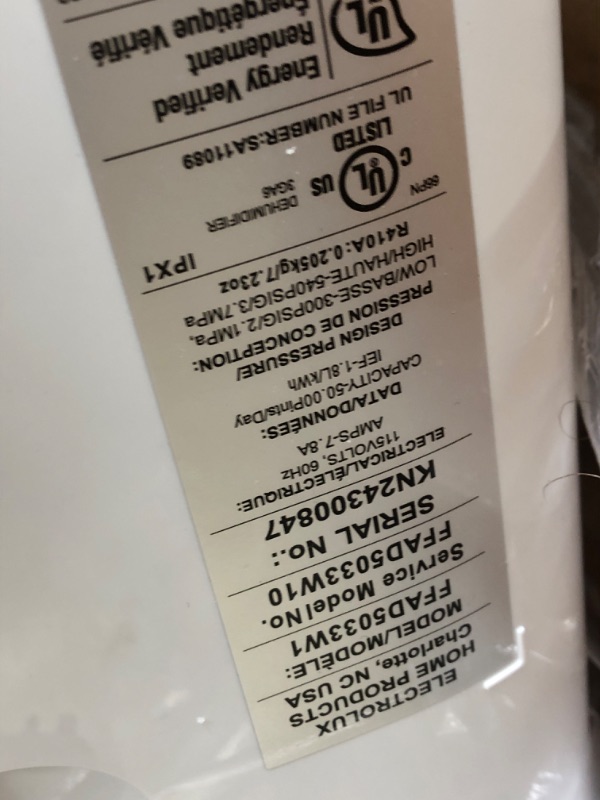 Photo 2 of Frigidaire 50 Pint Dehumidifier with Pump. 4,500 Square Foot Coverage. Ideal for Large Rooms and Basements. 1.7 Gallon Bucket Capacity
