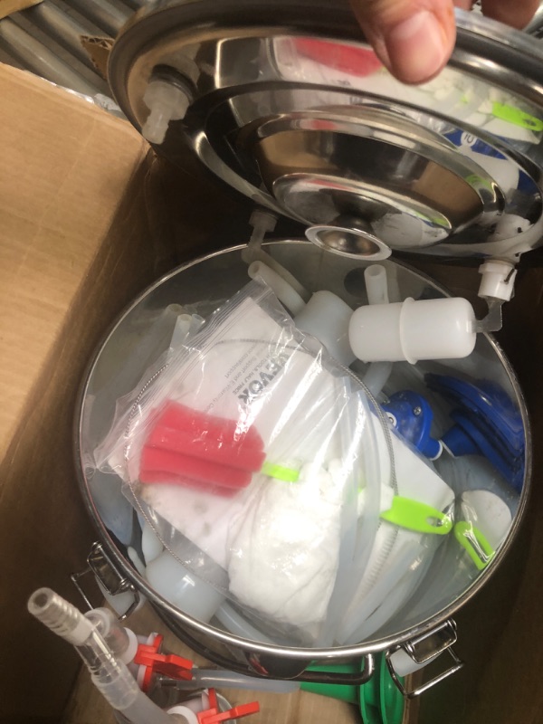 Photo 1 of VEVOR Goat Milking Machine, 12 L 304 Stainless Steel Bucket, Electric Automatic Pulsation Vacuum Milker, Portable Milker with Food-Grade Silicone Cups and Tubes, Adjustable Suction for Cows and Goat 12L for Goat & Cow