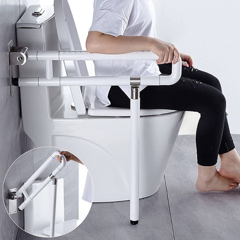 Photo 1 of **MISSING HARDWARE**
CALEPTONG Handicap Toilet Grab Bars - 29.5 Inch Foldable Toilet Safety Rails 