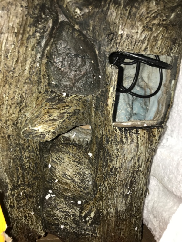 Photo 1 of ***see notes**Alpine Corporation 14" Tall Indoor/Outdoor Tiered Log Tabletop Fountain with LED Lights, Beige, 10"L x 7"W x 14"H,Brown 10"L x 7"W x 14"H Brown