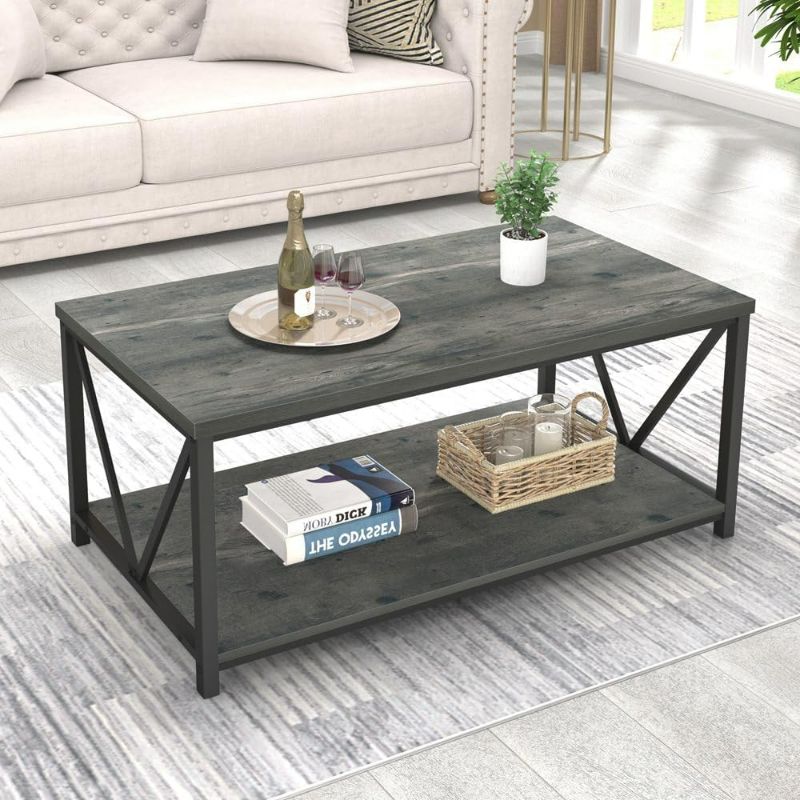 Photo 1 of **READ NOTES BELOW**Coffee Table, Rustic Wood and Metal Center Table for Living Room, 39.3 Inch Grey