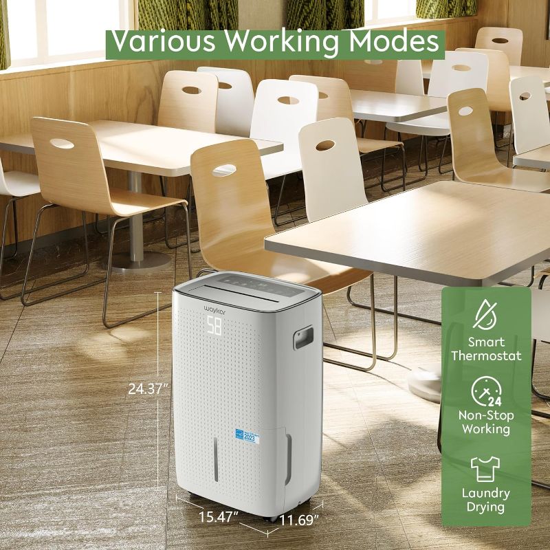 Photo 4 of (READ NOTES) Waykar 150 Pints 7,000 Sq. Ft Climate Pledge Friendly Dehumidifier with Drain Hose for Commercial and Industrial Large Rooms, Warehouses, Storages, Home, Basements and Bedroom with 2.04 Gal Water Tank
