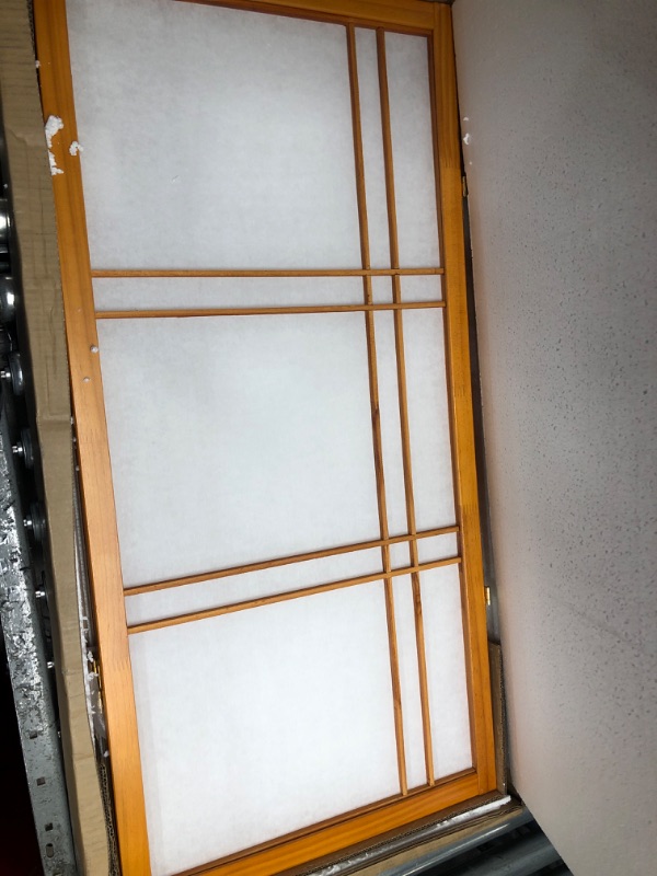 Photo 1 of 3 ft. Short Double Cross Shoji Screen - Honey - 4 Panels 4 Panel Honey