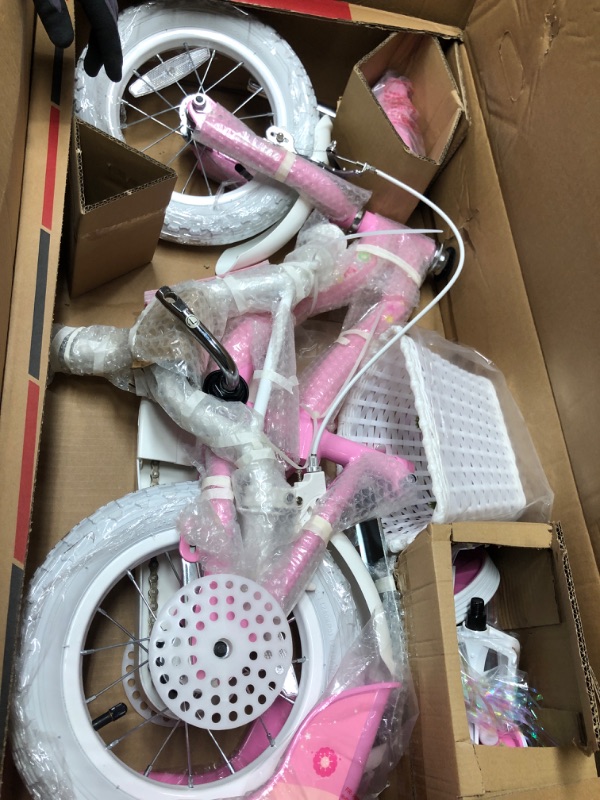 Photo 2 of **MISSING HARDWARE**
COEWSKE Kid's Bike Steel Frame Children Bicycle Little Princess Style with Training Wheel Pink 14 Inch