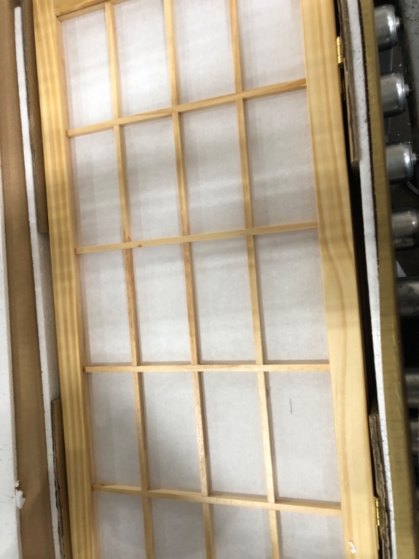 Photo 2 of 2 ft. Short Desktop Window Pane Shoji Screen - Natural - 6 Panels 6 Panel Natural