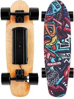 Photo 1 of Caroma Electric Skateboards with Wireless Remote Control, Max 12.4 MPH and 8 Miles Range, Electric Skateboards for Adults and Beginners, Ideal Skateboard Gifts for Kids Adults