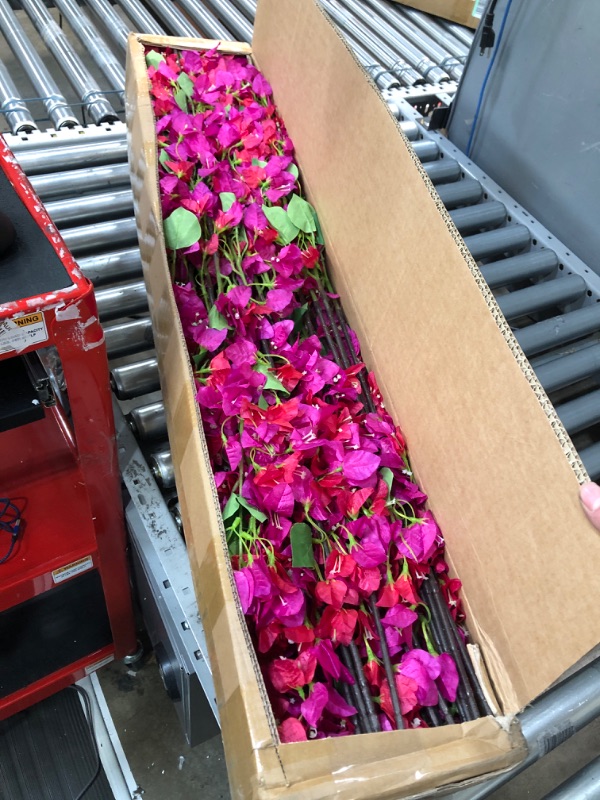 Photo 2 of 40Pcs in Bulk Artificial Bougainvillea Silk Flowers Branches Long Plant Stems 45" for Wedding Centerpieces, Bussiness Decoration Project, Indoor & Outdoor Decoration (Fuchsia Mix - 40Pcs)