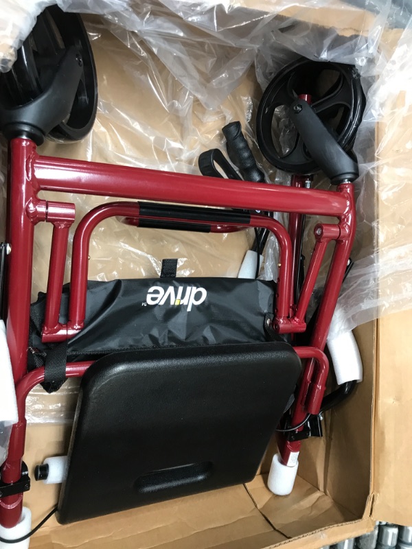 Photo 2 of ***USED - LIKELY MISSING PARTS - UNABLE TO VERIFY FUNCTIONALITY***
Drive Medical 795BU Duet Folding Transport Wheelchair and Rollator Walker, Burgundy