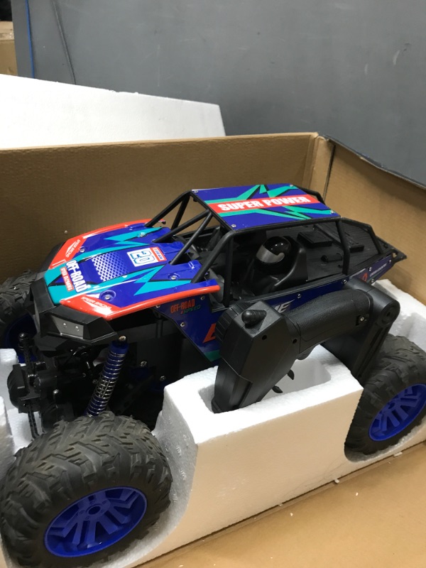 Photo 2 of DEERC DE60 Large 1:8 Scale Upgraded RC Cars Remote Control Car for Adults Boys,Off Road Monster Truck with Realistic Sound,2.4Ghz 4WD Rock Crawler Toy All Terrain Climbing,2 Batteries for 80 Min Play Classic Blue