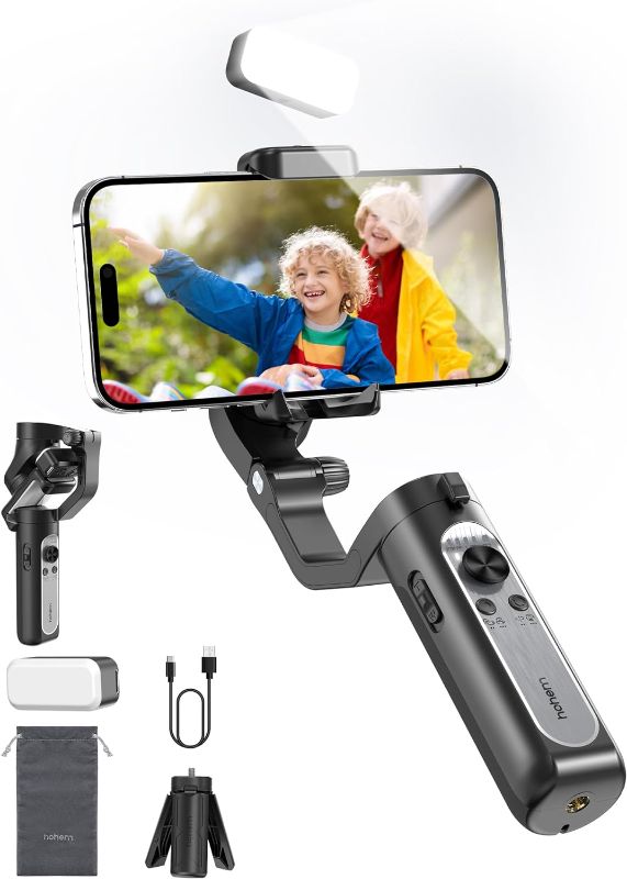 Photo 1 of 
hohem iSteady XE Kit Gimbal Stabilizer for Smartphone, 3-Axis Gimbal for iPhone & Android with Magnetic Adjustable Fill Light, Portable & Foldable Stabilizer for Video Recording, YouTube TikTok Video